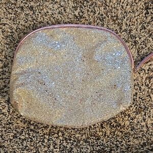 Ulta Beauty Pink and Silver Glitter Cosmetic Makeup Bag